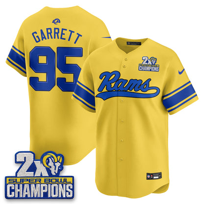 Los Angeles Rams 2X Champs Rivalries Baseball Vapor Jersey - Stitched