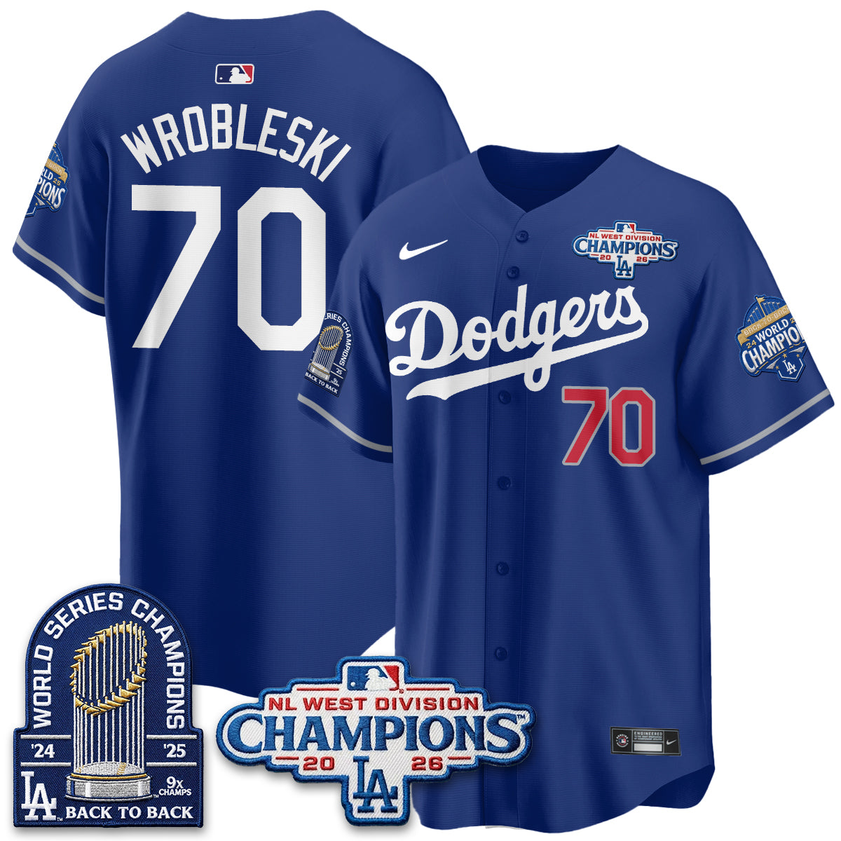 Los Angeles Dodgers 2026 NL West Champs Vapor Jersey- Stitched