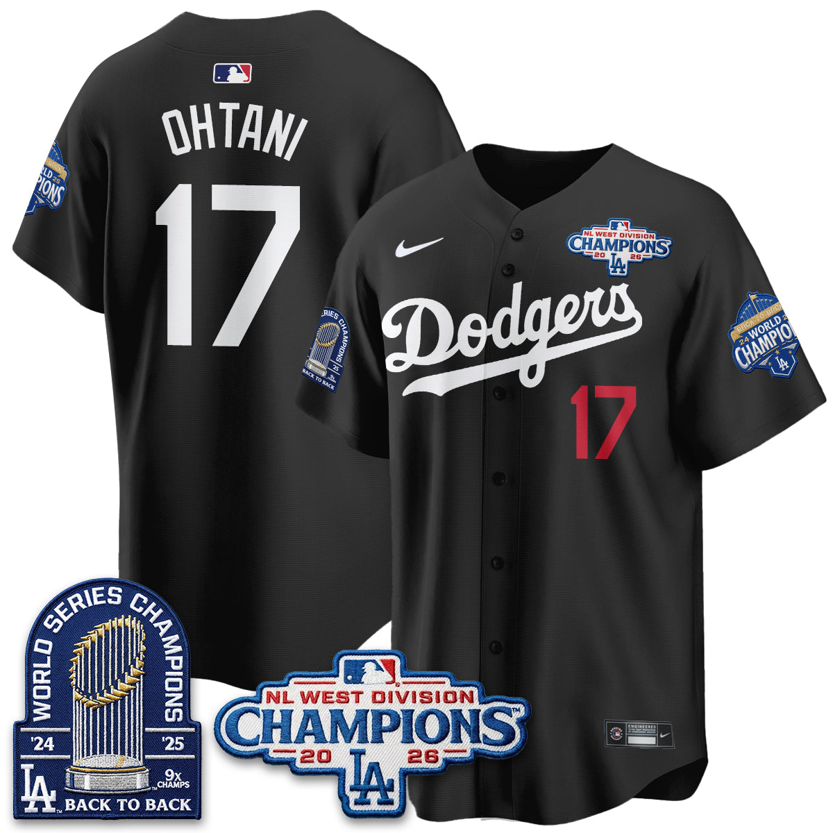 Los Angeles Dodgers 2026 NL West Champs Vapor Jersey- Stitched