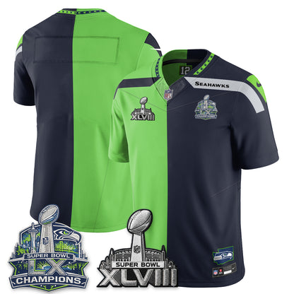 Seattle Seahawks S.Bowl Champs Split Edition Vapor Jersey - Stitch
