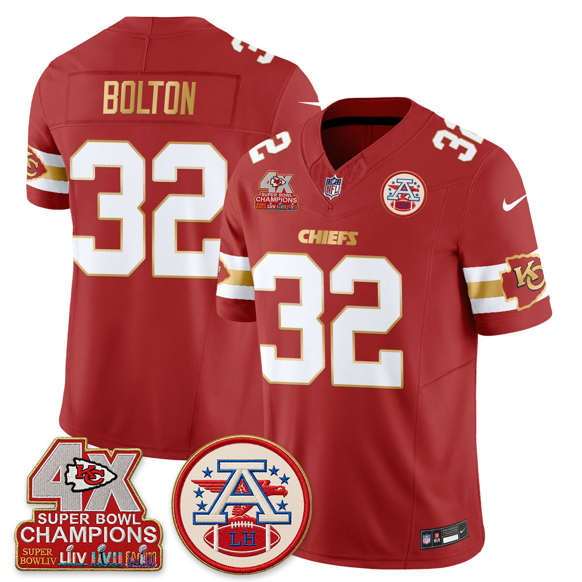 KC 4X Champs Gold Edition Vapor Jersey - Stitched