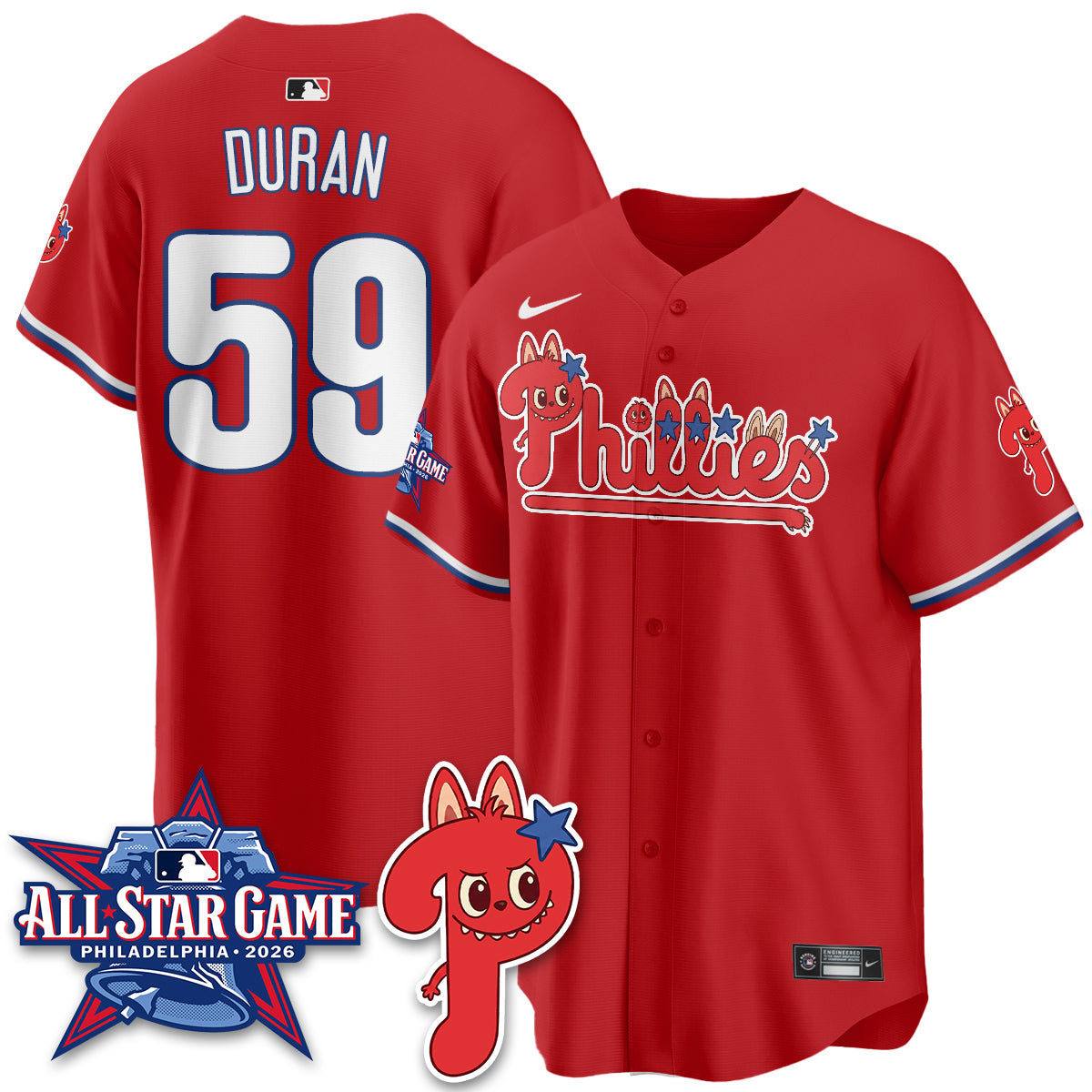 Philadelphia Phillies Fanged Rabbit Doll  Vapor Limited Jersey - Stitched