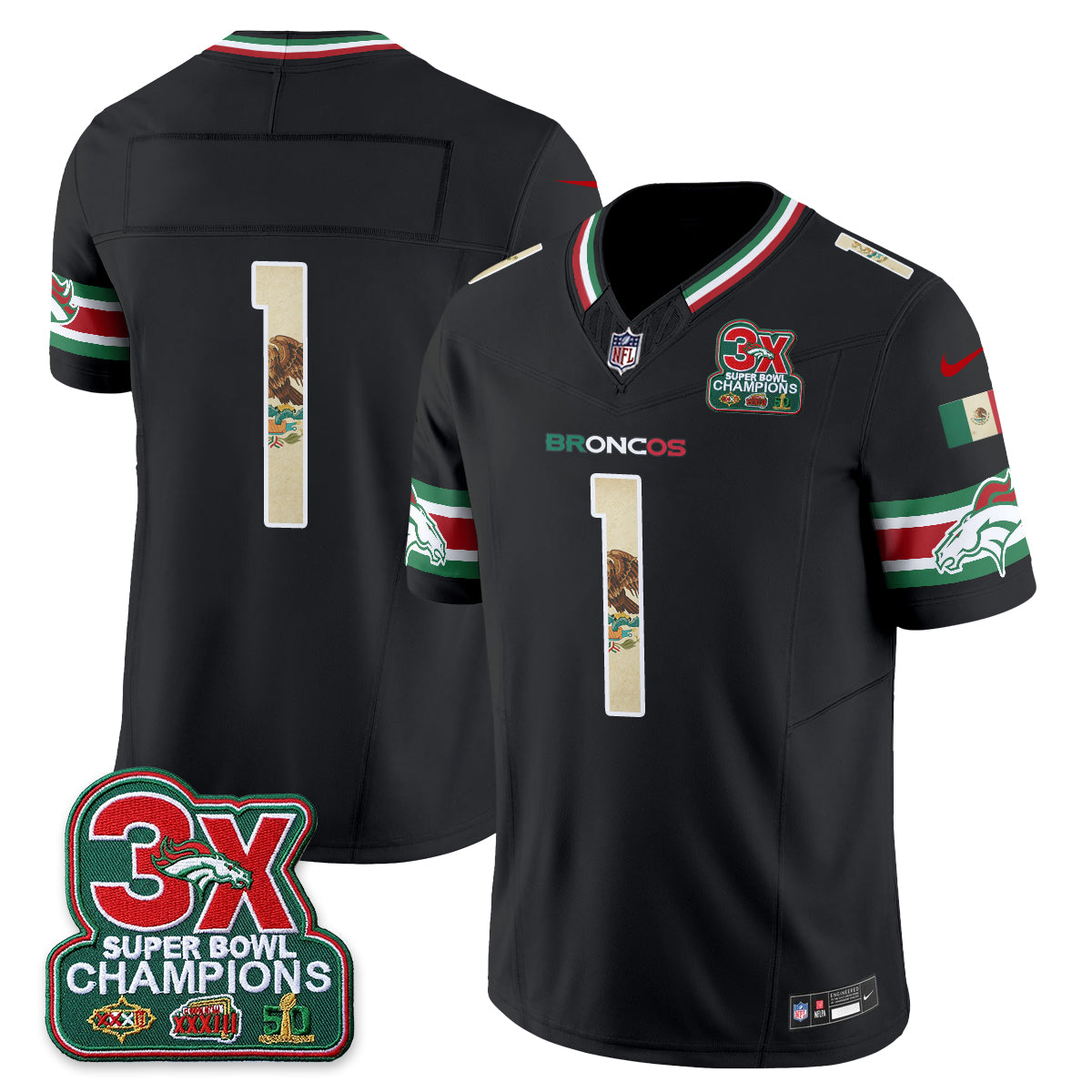 Denver Broncos Mexico Edition Vapor Jersey - Stitched