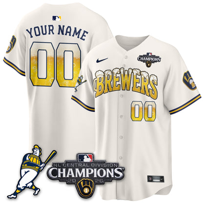 Milwaukee Brewers 2026 NL Division Champs Vapor Custom Jersey V2- Stitched