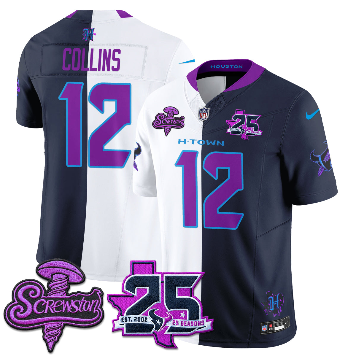 Houston Texans DJ Screw Split Vapor Jersey - Stitched