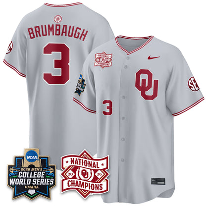 Oklahoma Sooners Nike 2026 NCAA Baseball Men's College World Series Champions Vapor Jersey - Stitched