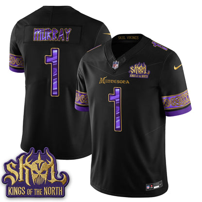 MIN Fangear Edition Warrior Skol Patch Vikings Font Vapor Jersey - Stitched