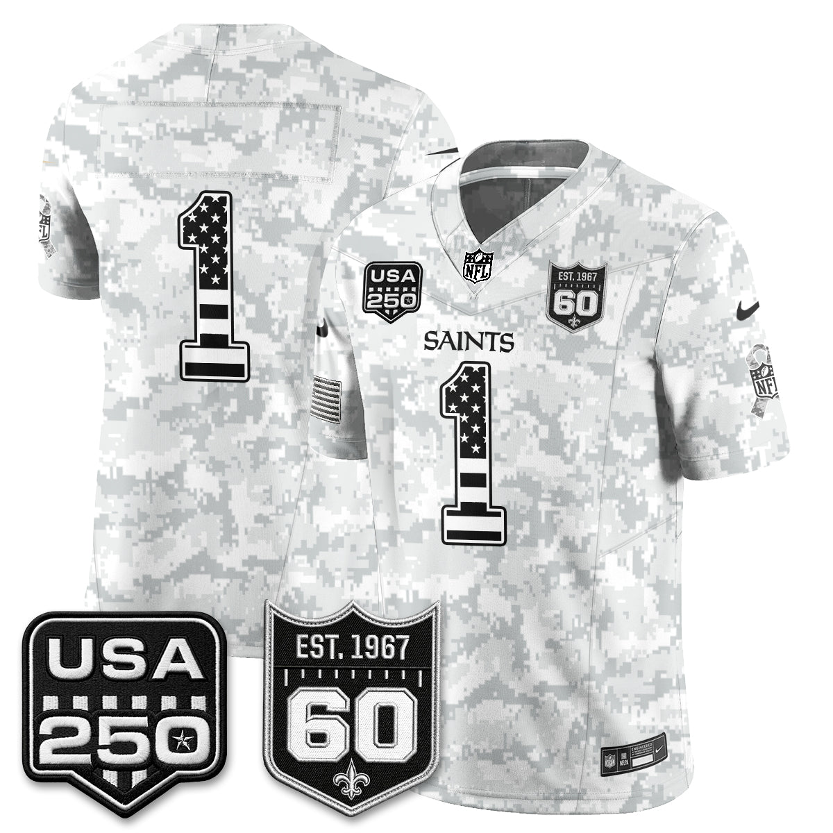 New Orleans Saints 2026 Salute to Service Vapor Jersey - Stitched