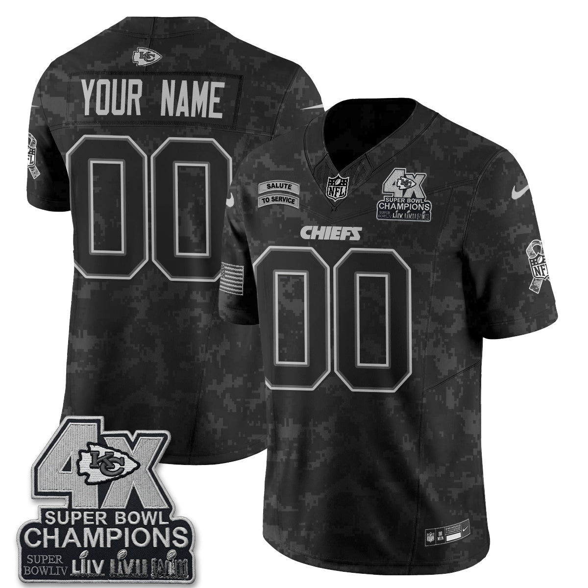 KC 2026 Salute to Service Vapor Custom Jersey V2- Stitched