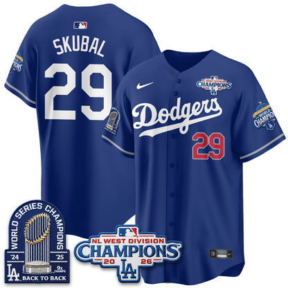 Los Angeles Dodgers 2026 NL West Champs Vapor Jersey- Stitched