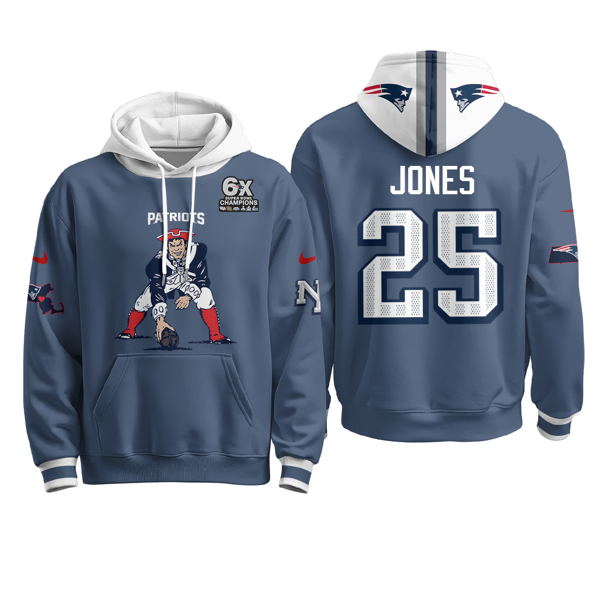 New England Patriots Minuteman Edition Fleece Hoodie - Printed