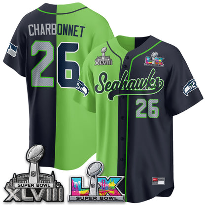 Seattle Seahawks S.Bowl Champs Split Baseball Vapor Jersey V2- Stitched
