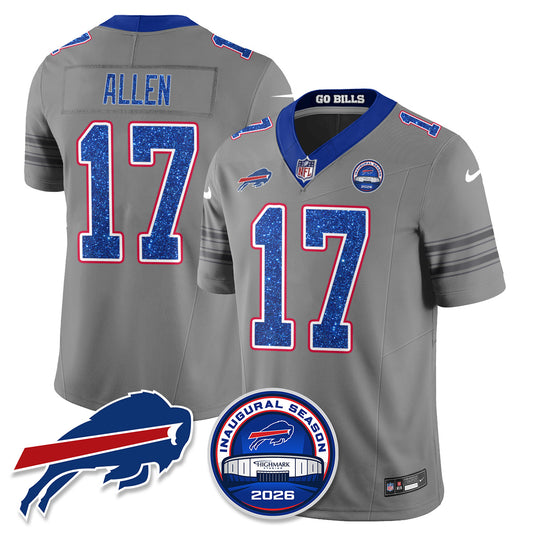 BUF Gray Nickel City Glitter Edition Vapor Jersey - Stitched