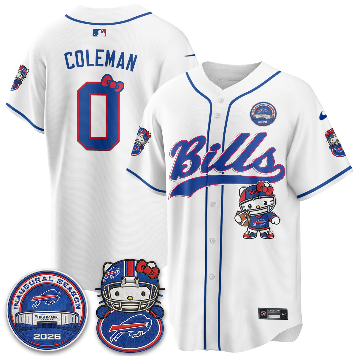 Buffalo Bills x Meow  Vapor Baseball Jersey - Stitched
