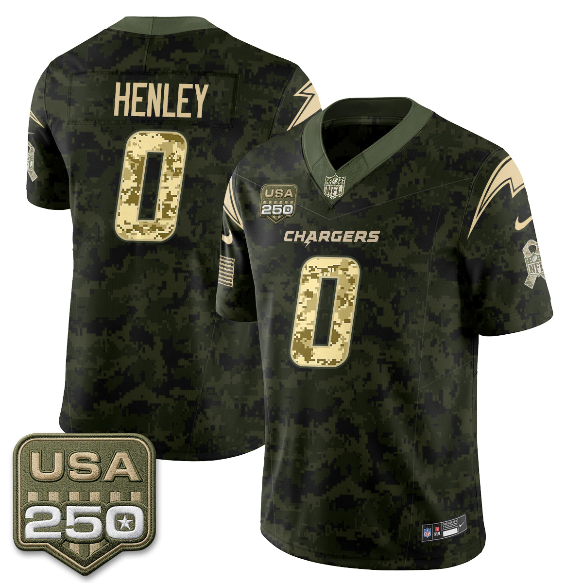 Los Angeles Chargers 2026 Salute to Service Vapor Jersey - Stitched