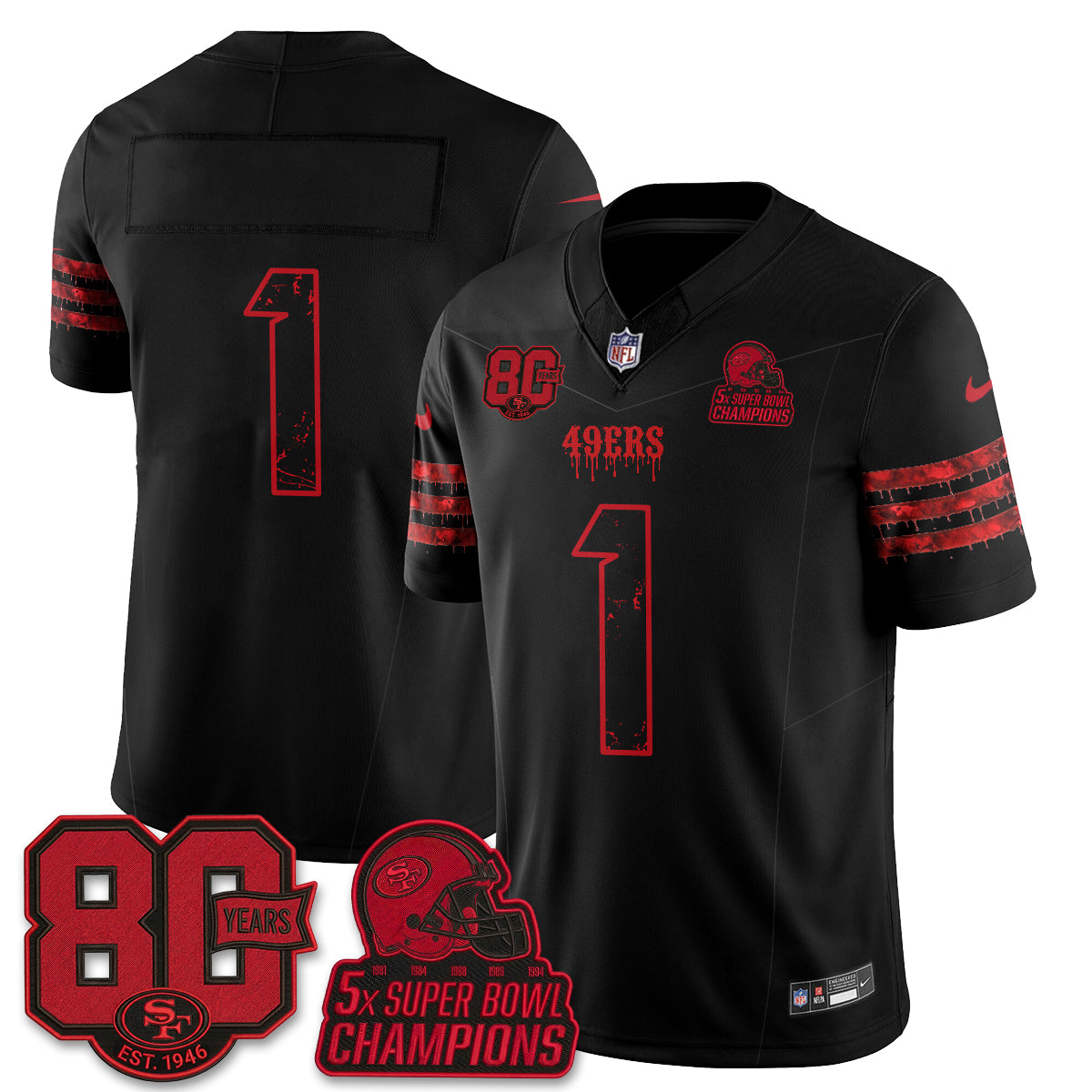 San Francisco 49ers Slasher Edition Vapor Jersey - Stitched