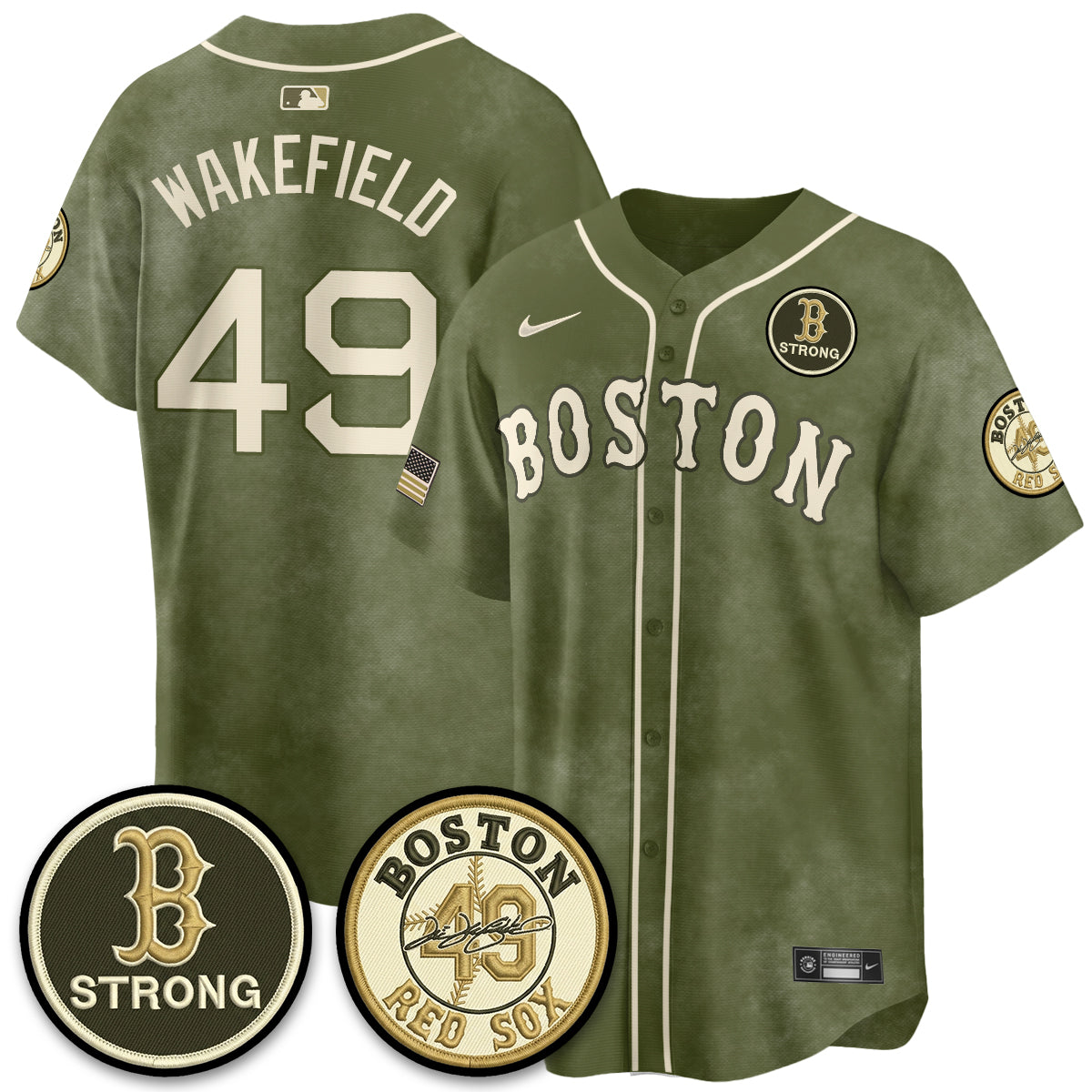 BOS New Era Olive 2026 Armed Forces Day Jersey - All Stitched