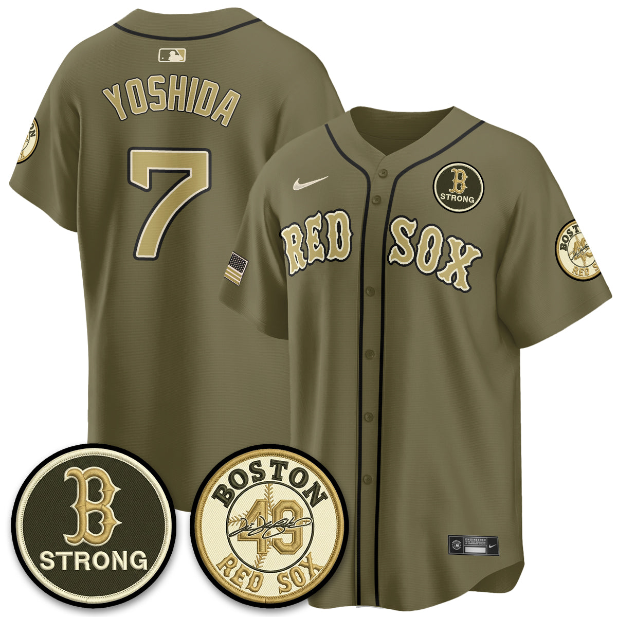 BOS New Era Olive 2026 Armed Forces Day Jersey - All Stitched