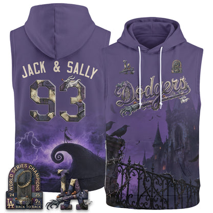 Los Angeles Dodgers Nightmare Edition Sleeveless Hoodie Tank Top - Printed