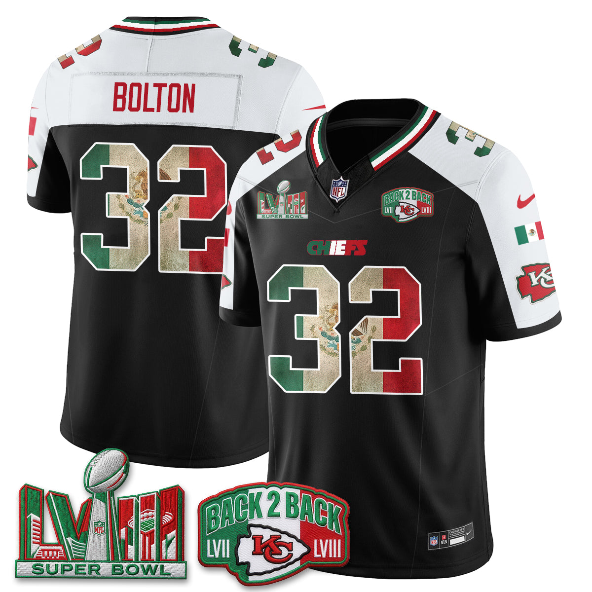 Kansas City Chiefs Mexico Edition Vapor Jersey - Stitched