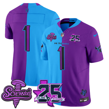 Houston Texans DJ Screw Split Vapor Jersey - Stitched