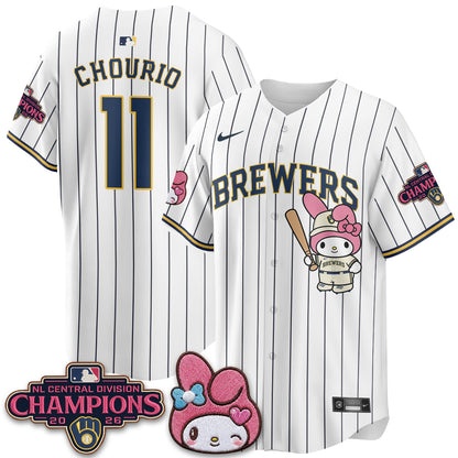 Milwaukee Brewers NL Central Champs x Pink Sanrio Friend  Vapor Jersey - Stitched
