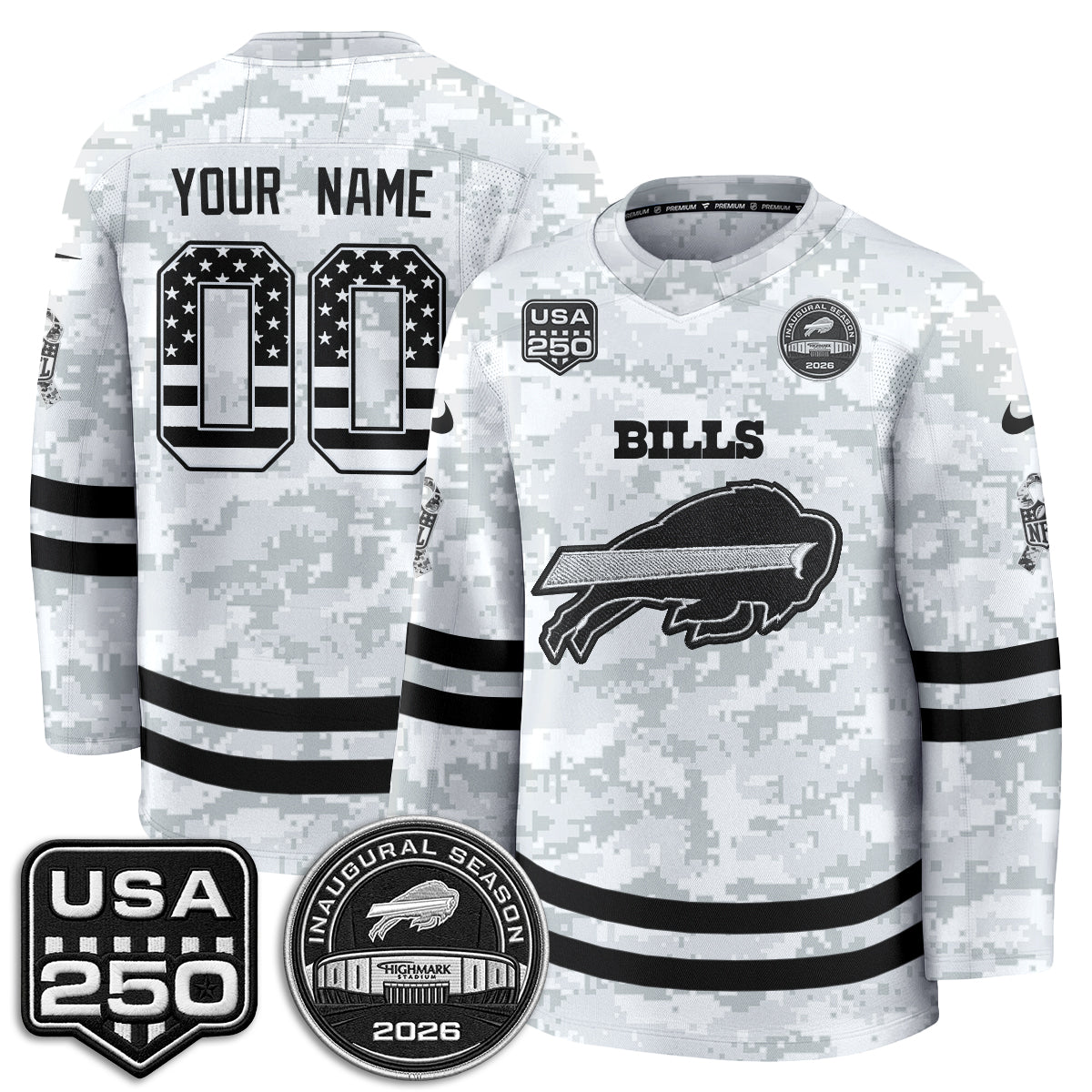 BUF 2026 Salute To Service Edition Custom Hockey Jersey - Printed