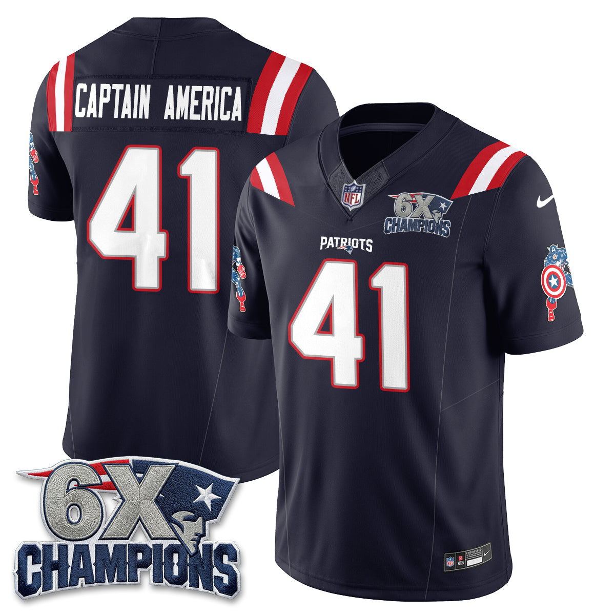 New England Patriots x Vibranium Shield Edition Vapor Jersey V2 - Stitched