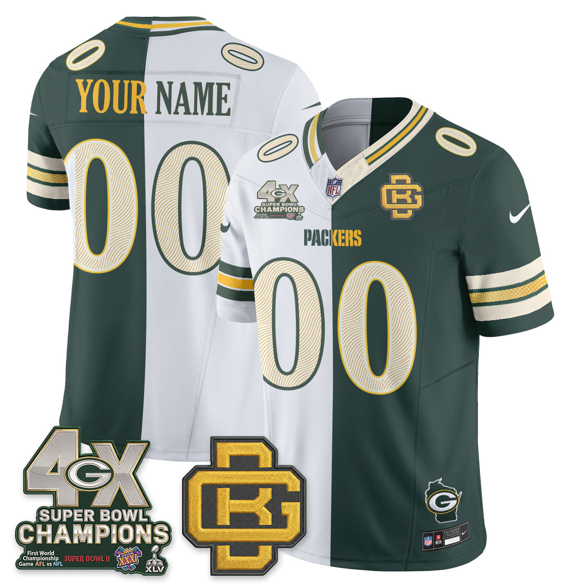 GB Rivalries Split Edition Vapor Custom Jersey - Stitched