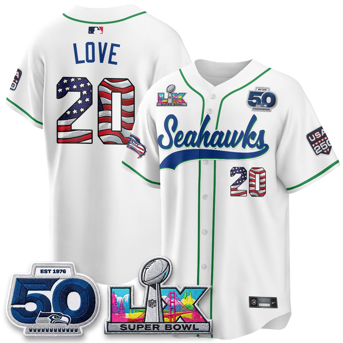 SEA SB LX Champs America Edition Vapor Baseball Jersey - Stitch