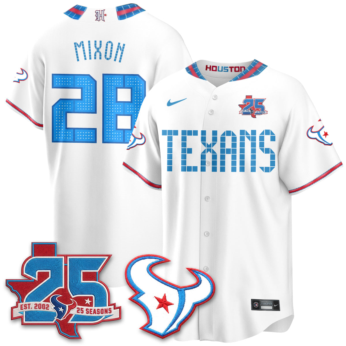 Houston Texans 2026 Rivalries Baseball Vapor Jersey - Stitched