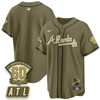 ATL New Era Olive 2026 Armed Forces Day Vapor Limited Jersey - All Stitched