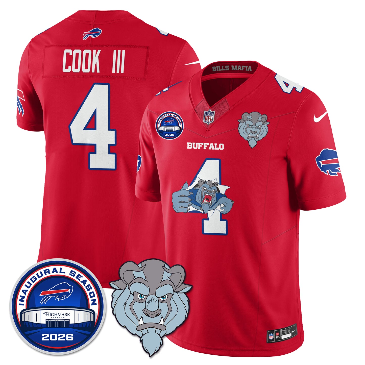 Buffalo Bills x Hairy Blue Beast Edition Vapor Jersey - Stitched