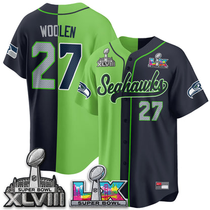 Seattle Seahawks S.Bowl Champs Split Baseball Vapor Jersey V2- Stitched
