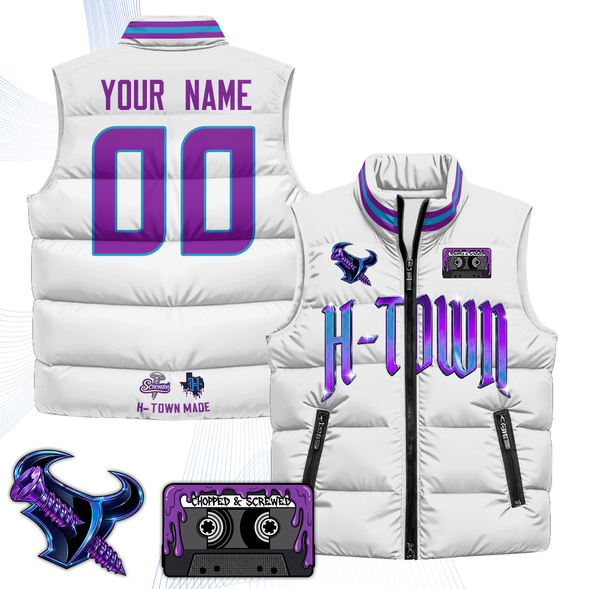 HOU "Screwcity" Custom Puffer Vest - Printed
