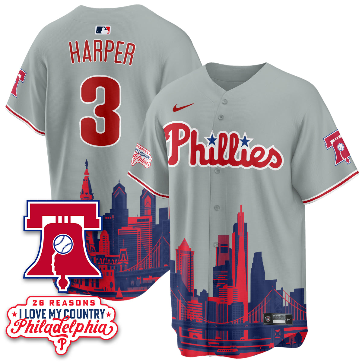 Philadelphia Phillies "26 Reasons I Love My Country" Edition Vapor Jersey - Stitched