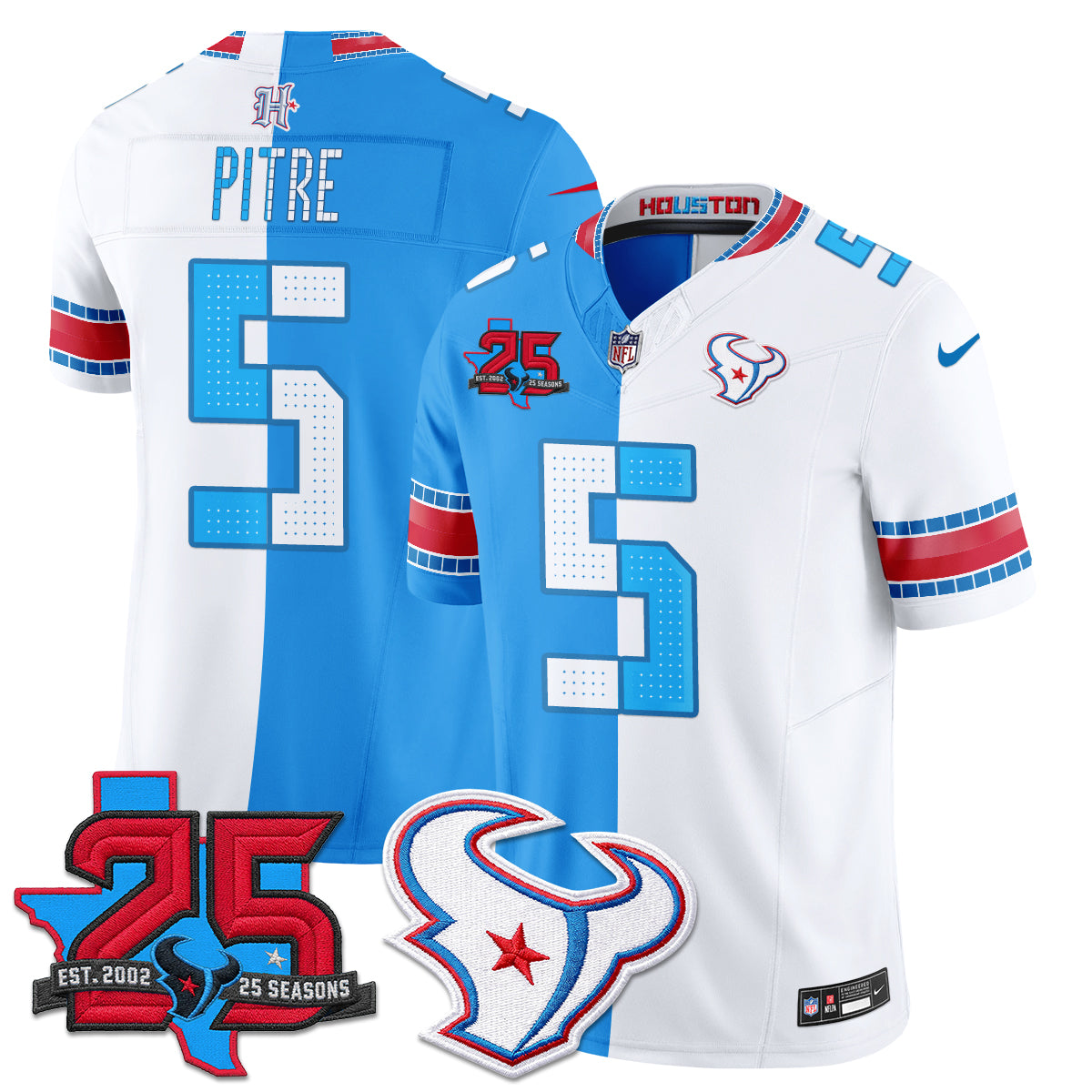Houston Texans 2026 Rivalries Split Vapor Jersey - Stitched
