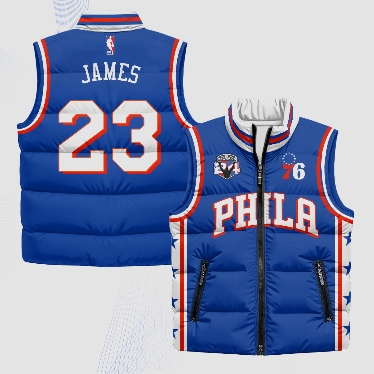 PHI Superteam 24th Season Patch Puffer Vest - Printed