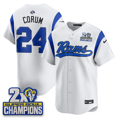 Los Angeles Rams 2X Champs Rivalries Baseball Vapor Jersey - Stitched