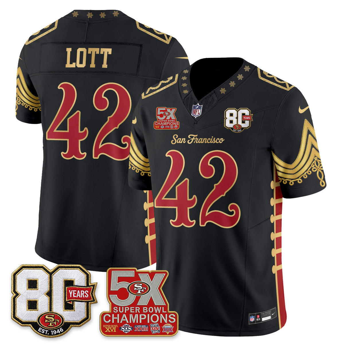 San Francisco 49ers Xmas Nutcracker Edition Vapor Jersey - Stitched