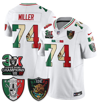 Las Vegas Raiders 3X Champs Mexico Edition Vapor Jersey - Stitched
