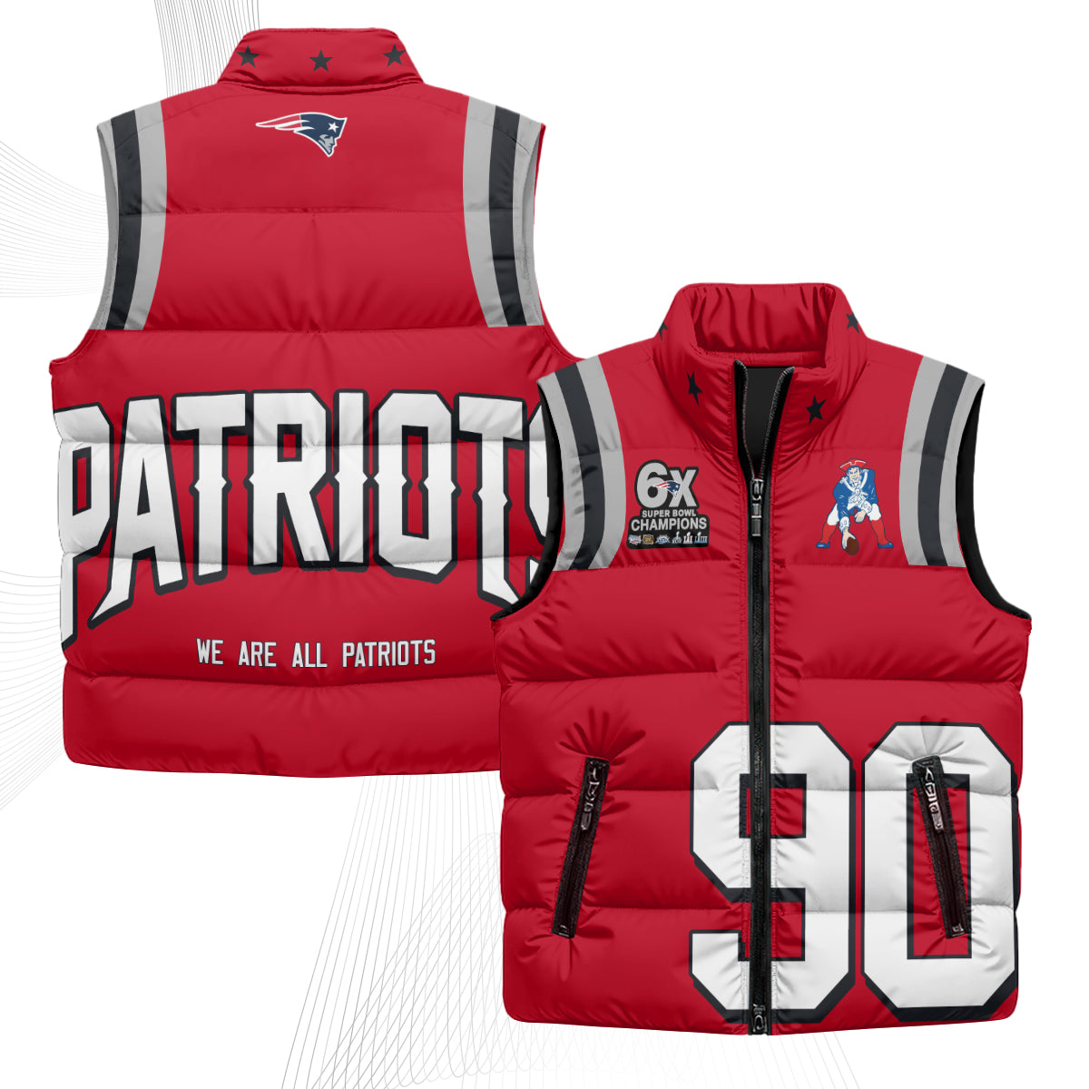 New England Patriots Rivalries Puffer Vest - Printed