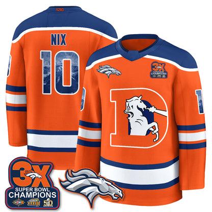 Denver Broncos Fan Gear Edition Hockey Jersey - Stitched