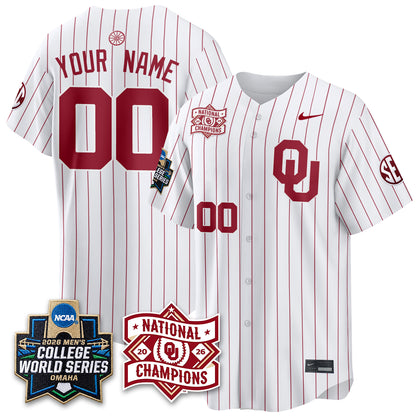 Oklahoma Sooners Nike 2026 NCAA Baseball Men's College World Series Champions Vapor Custom Jersey - Stitched