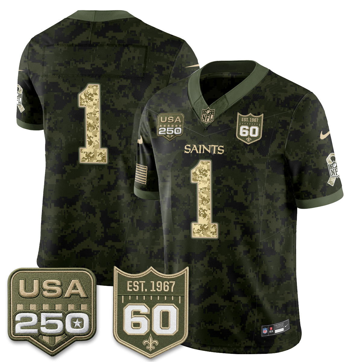 New Orleans Saints 2026 Salute to Service Vapor Jersey - Stitched