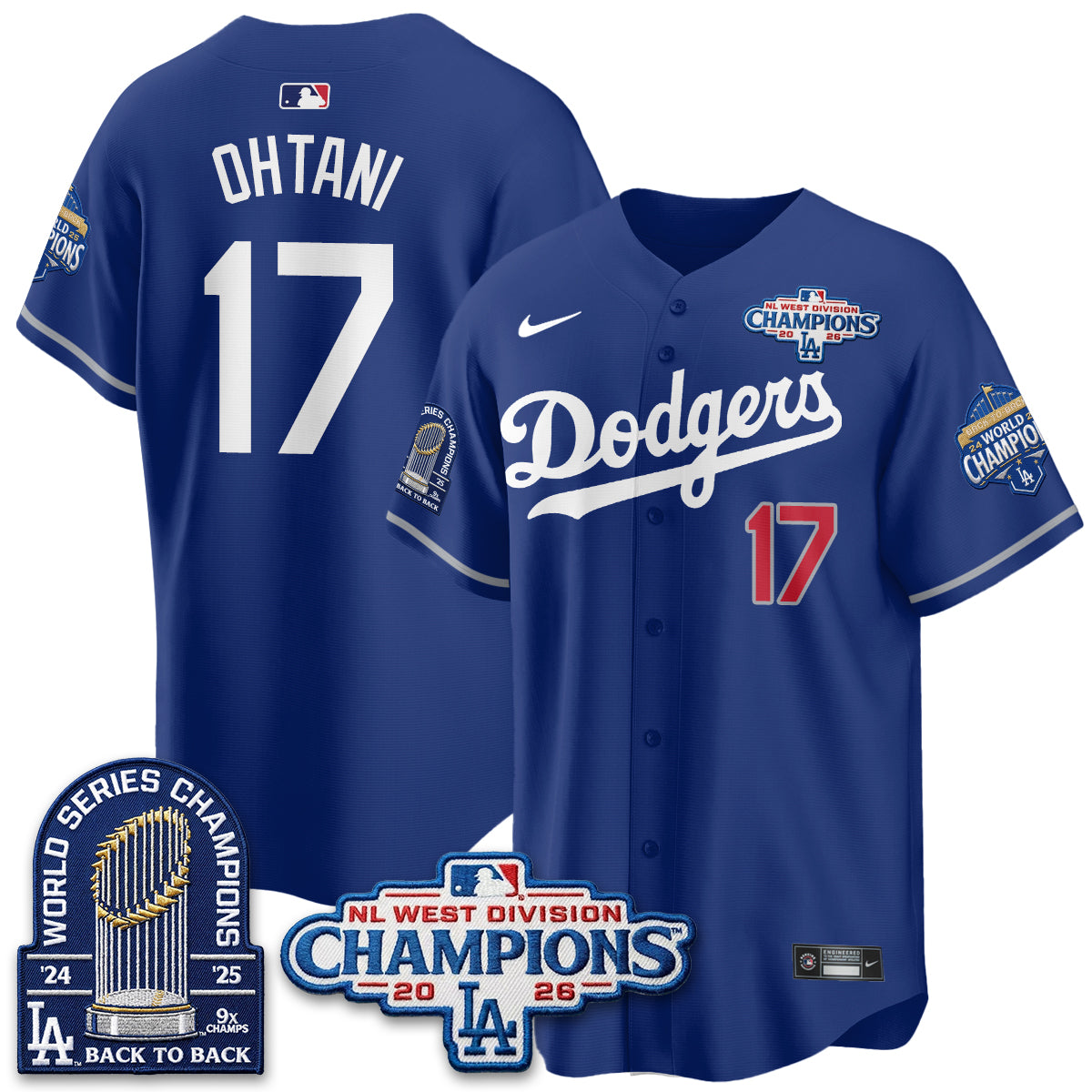 Los Angeles Dodgers 2026 NL West Champs Vapor Jersey- Stitched