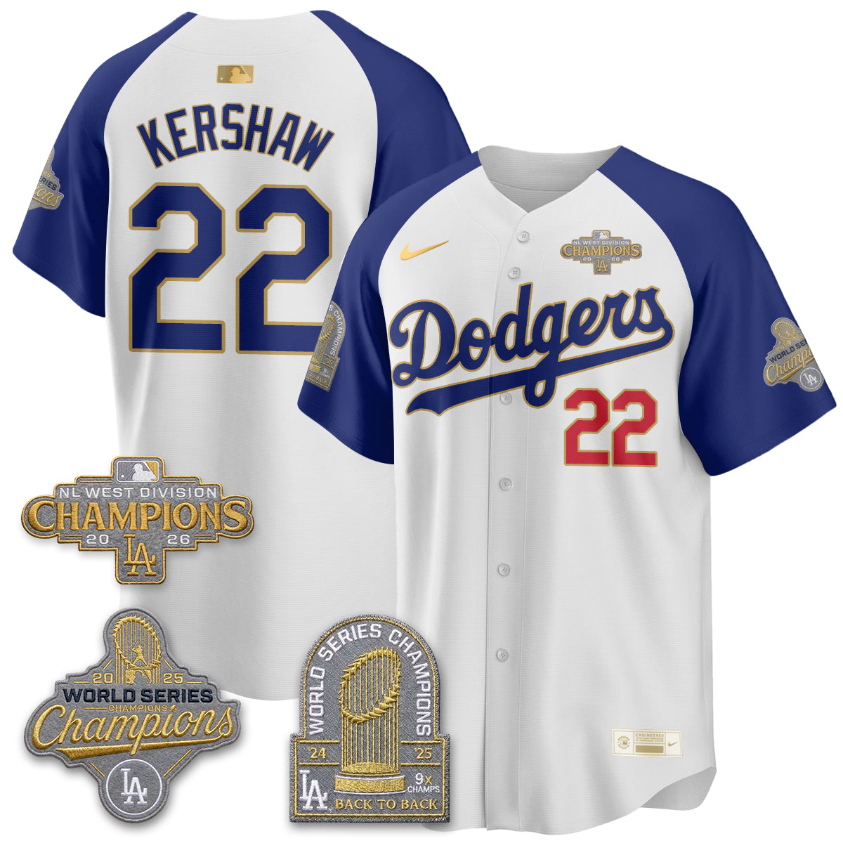 Los Angeles Dodgers 2026 NL West Champs Gold Vapor Jersey- Stitched