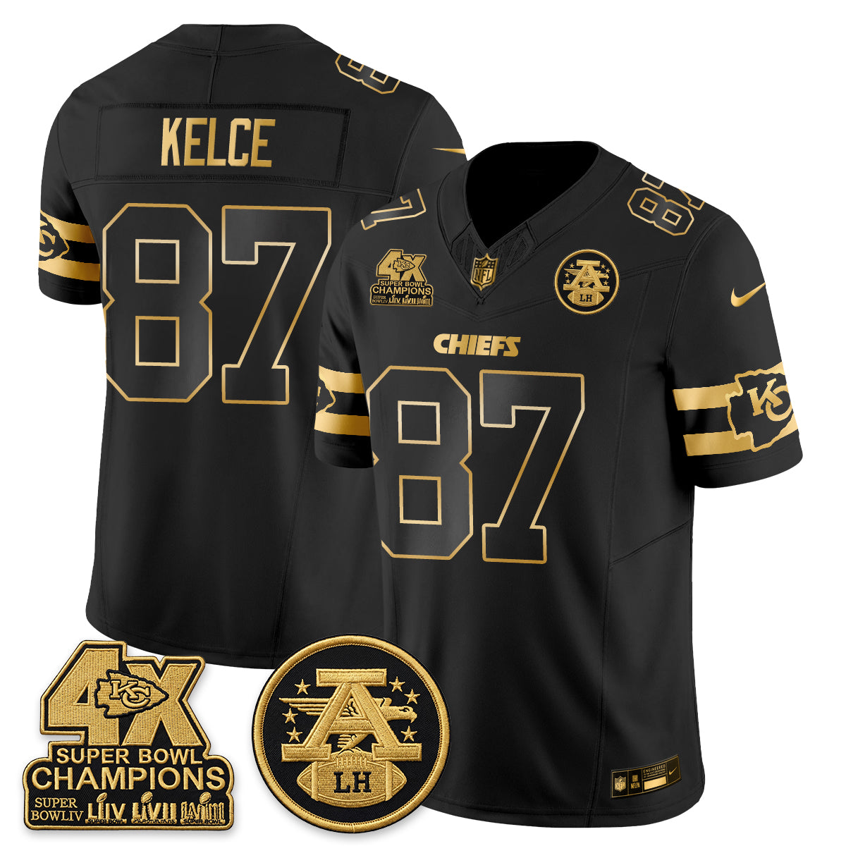 KC 4X Champs Gold Edition Vapor Jersey - Stitched