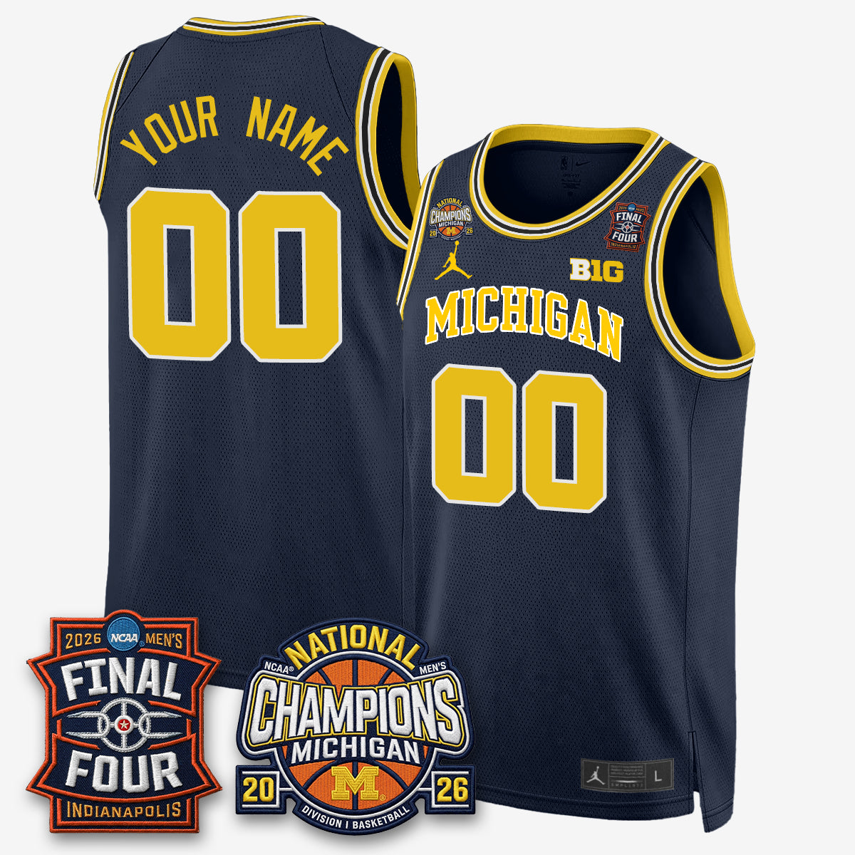 MICH Basketball National Champions Big Text Limited Vapor Custom Jersey - All Stitched