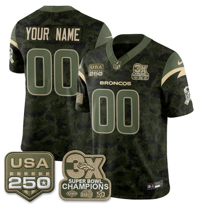 Denver Broncos 2026 Salute to Service Edition Vapor Custom Jersey - Stitched